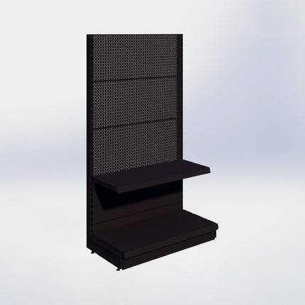 Kopstelling perforatie - H180 x B100 x D47 cm - 2 niveaus - Zwart