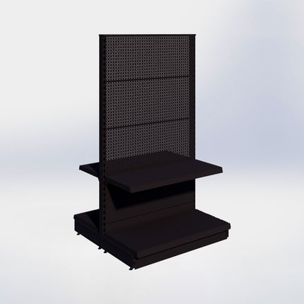 Middenstelling perforatie - H180 x B100 x D47 cm - 2 niveaus - Zwart