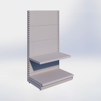 Kopstelling perforatie - H180 x B100 x D57 cm - 2 niveaus - Grijs