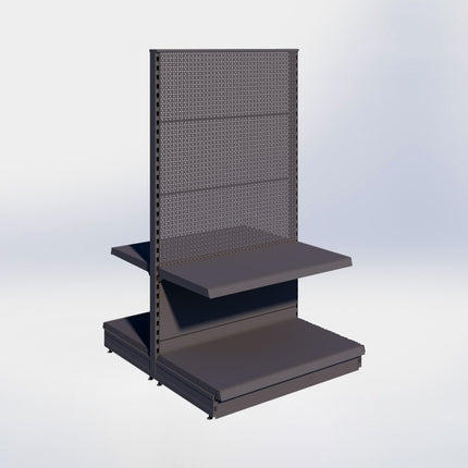 Middenstelling perforatie - H180 x B100 x D57 cm - 2 niveaus - Antraciet