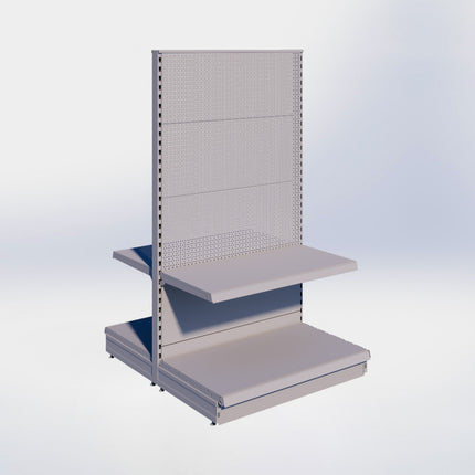 Middenstelling perforatie - H180 x B100 x D57 cm - 2 niveaus - Grijs