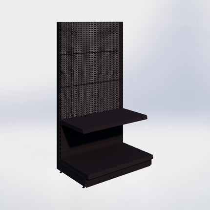 Kopstelling perforatie - H180 x B100 x D57 cm - 2 niveaus - Zwart