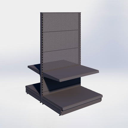 Middenstelling perforatie - H180 x B100 x D67 cm - 2 niveaus - Antraciet