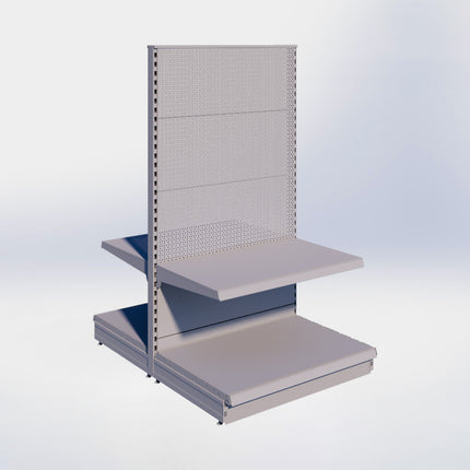 Middenstelling perforatie - H180 x B100 x D67 cm - 2 niveaus - Grijs