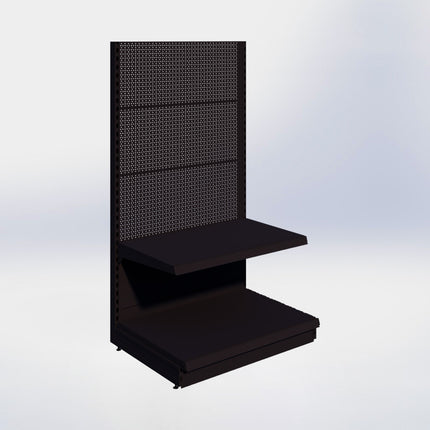 Kopstelling perforatie - H180 x B100 x D67 cm - 2 niveaus - Zwart