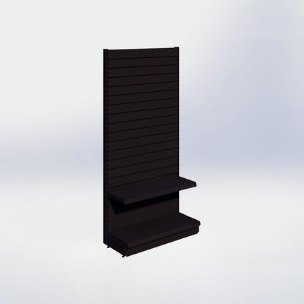 Wandstelling slatwall - H215 x B100 x D37 cm - 2 niveaus - Zwart