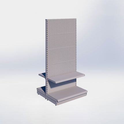 Middenstelling perforatie – H215 x B100 x D47 cm - 2 niveaus - Grijs