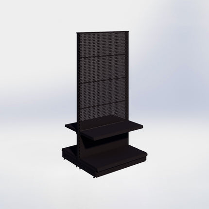 Middenstelling perforatie – H215 x B100 x D47 cm - 2 niveaus - Zwart