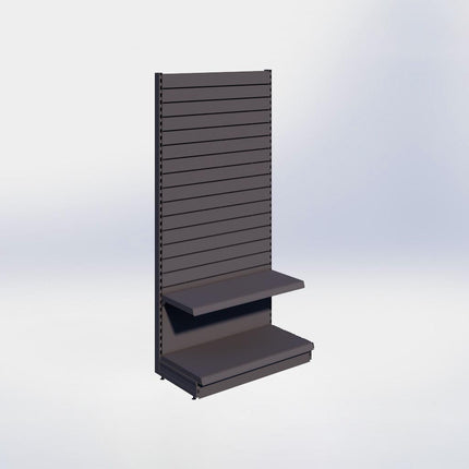 Wandstelling slatwall - H215 x B100 x D47 cm - 2 niveaus - Antraciet
