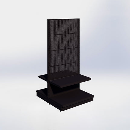 Middenstelling perforatie – H215 x B100 x D57 cm - 2 niveaus - Zwart