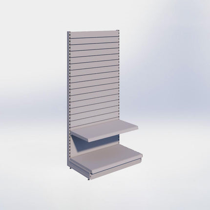 Wandstelling slatwall - H215 x B100 x D57 cm - 2 niveaus - Grijs