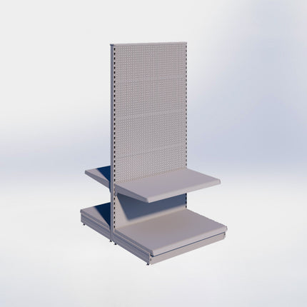 Middenstelling perforatie – H215 x B100 x D67 cm - 2 niveaus - Grijs