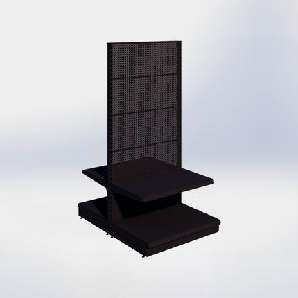 Middenstelling perforatie – H215 x B100 x D67 cm - 2 niveaus - Zwart