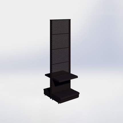 Middenstelling perforatie - H215 x B66,5 x D37 cm - 2 niveaus - Zwart