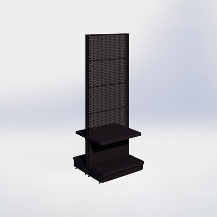 Middenstelling perforatie - H215 x B80 x D37 cm - 2 niveaus - Zwart