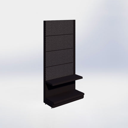 Wandstelling perforatie - H215 x B100 x D37 cm - 2 niveaus - Zwart