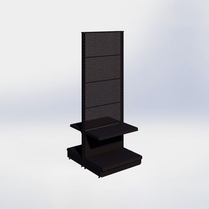 Middenstelling perforatie - H215 x B80 x D47 cm - 2 niveaus - Zwart