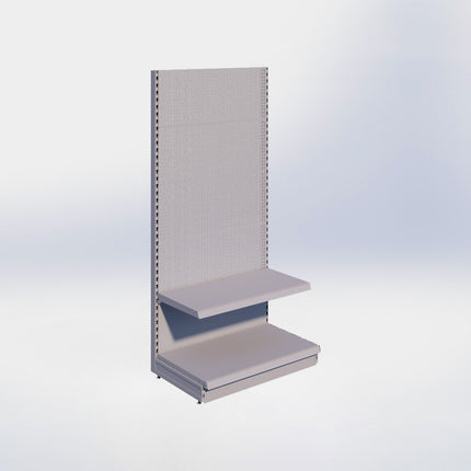 Wandstelling perforatie - H215 x B100 x D57 cm - 2 niveaus - Grijs