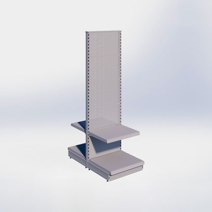 Middenstelling perforatie - H215 x B66,5 x D57 cm - 2 niveaus - Grijs