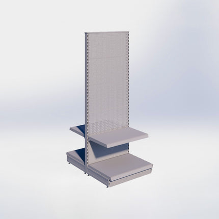 Middenstelling perforatie - H215 x B80 x D57 cm - 2 niveaus - Grijs