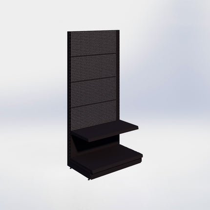 Wandstelling perforatie - H215 x B100 x D57 cm - 2 niveaus - Zwart