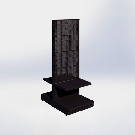 Middenstelling perforatie - H215 x B80 x D57 cm - 2 niveaus - Zwart