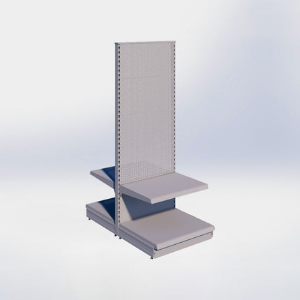 Middenstelling perforatie - H215 x B80 x D67 cm - 2 niveaus - Grijs