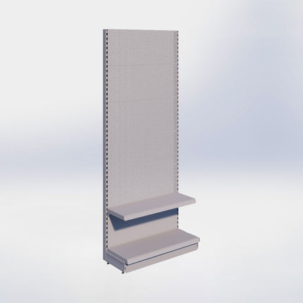 Wandstelling perforatie - H250 x B100 x D37 cm - 2 niveaus - Grijs