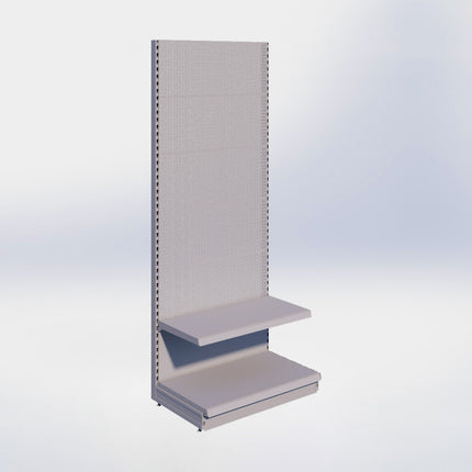 Wandstelling perforatie - H250 x B100 x D57 cm - 2 niveaus - Grijs