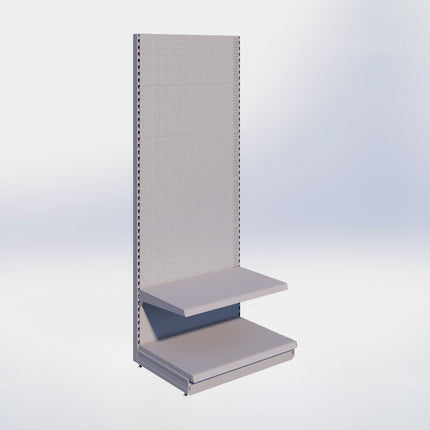 Wandstelling perforatie - H250 x B100 x D67 cm - 2 niveaus - Grijs