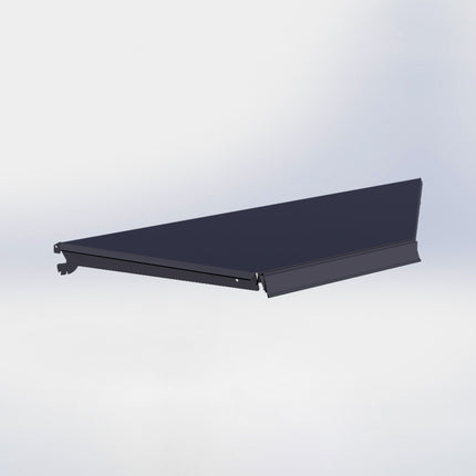 Hoekstelling legplank - L100 x D37 cm - met dragers en prijsetiket - Antraciet