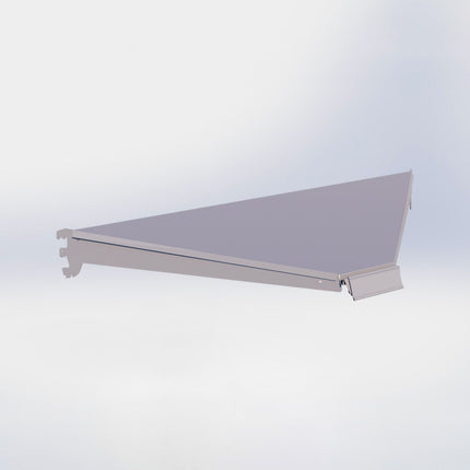 Hoekstelling legplank - L100 x D57 cm - met dragers en prijsetiket - Grijs