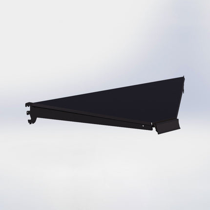 Hoekstelling legplank - L100 x D57 cm - met dragers en prijsetiket - Zwart