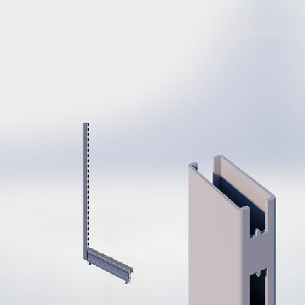 Staander - H140 x B3 x D6 cm - met voet - D57 cm - Grijs