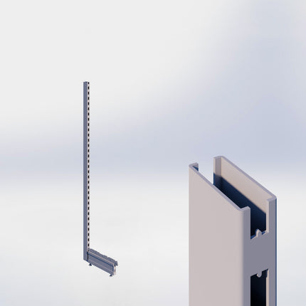 Staander - H180 x B3 x D6 cm - met voet - D37 cm - Grijs