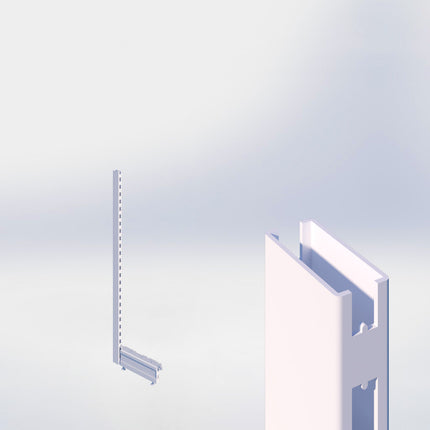 Staander - H140 x B3 x D6 cm - met voet - D37 cm - Wit