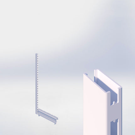 Staander - H140 x B3 x D6 cm - met voet - D57 cm - Wit