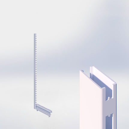 Staander - H180 x B3 x D6 cm - met voet - D47 cm - Wit