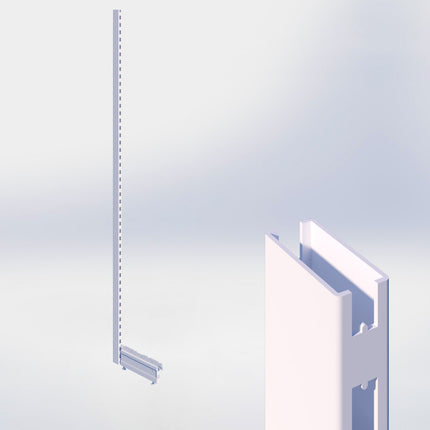 Staander - H250 x B3 x D6 cm - met voet - D37 cm - Wit