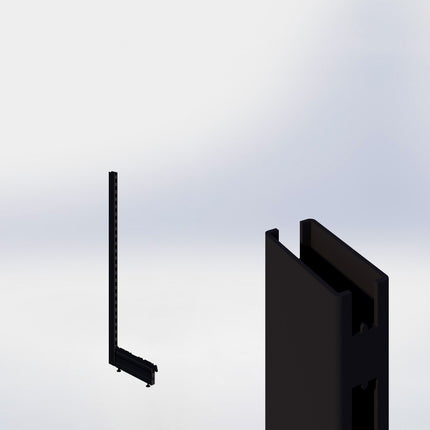 Staander - H140 x B3 x D6 cm - met voet - D37 cm - Zwart