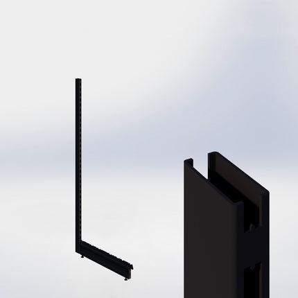 Staander - H180 x B3 x D6 cm - met voet - D67 cm - Zwart