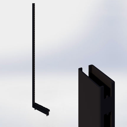 Staander - H250 x B3 x D6 cm - met voet - D47 cm - Zwart