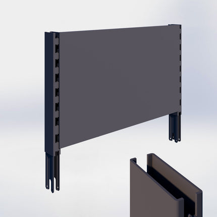 Verlengstuk - H40 x B3 x D8 cm - met achterwand glad - H40 x B66,5 cm - Antraciet