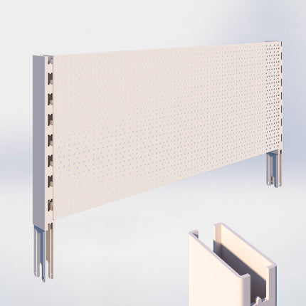 Verlengstuk - H40 x B3 x D6 cm - met achterwand perforatie - H40 x B100 cm - Crème wit