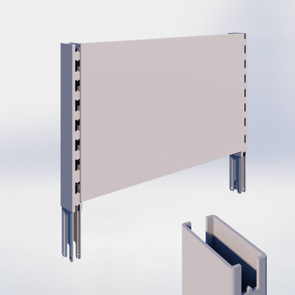 Verlengstuk - H40 x B3 x D6 cm - met achterwand glad - H40 x B66,5 cm - Grijs