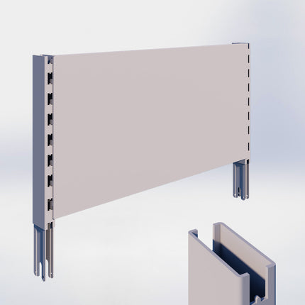 Verlengstuk - H40 x B3 x D6 cm - met achterwand glad - H40 x B80 cm - Grijs