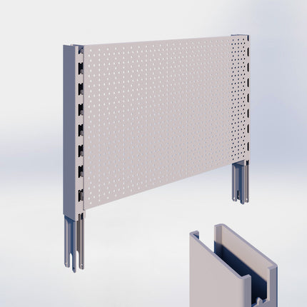Verlengstuk - H40 x B3 x D6 cm - met achterwand perforatie - H40 x B66,5 cm - Grijs