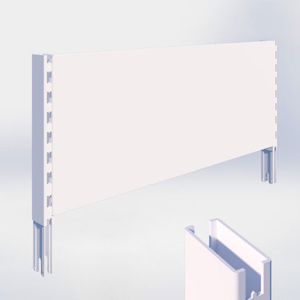 Verlengstuk - H40 x B3 x D6 cm - met achterwand glad - H40 x B100 cm - Wit