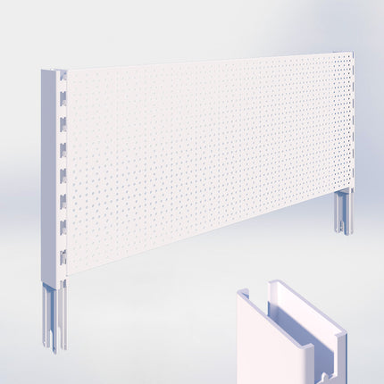 Verlengstuk - H40 x B3 x D6 cm - met achterwand perforatie - H40 x B100 cm - Wit