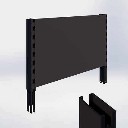 Verlengstuk - H40 x B3 x D6 cm - met achterwand glad - H40 x B66,5 cm - Zwart